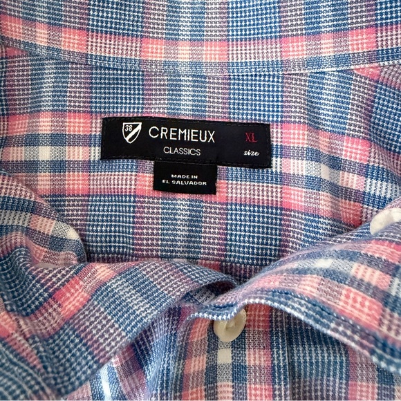Cremieux Classics XL Long Sleeve Button Up Plaid Shirt 38 Blue Pink White Check - Picture 2 of 7